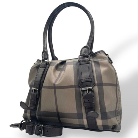 BURBERRY 3-WAY Shoulder/Crossbody/Tote Nova Check Pattern Greige Brown - Picture 1 of 16